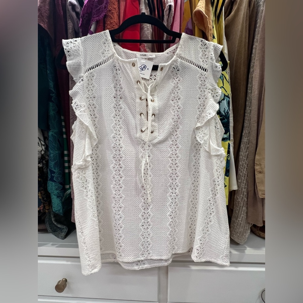 Sugar + Lips Eyelet Top